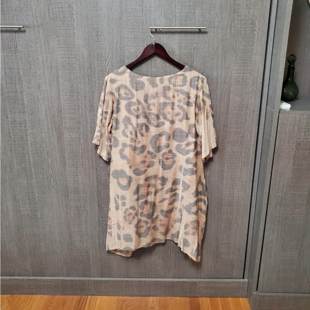 Origami Leopard Tunic Dress Brown Black L/XL - Picture 7 of 8